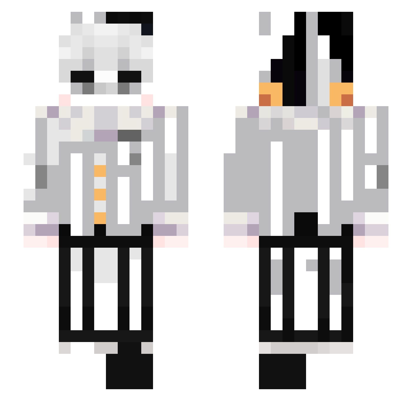 iraluss Minecraft skin, front and back view