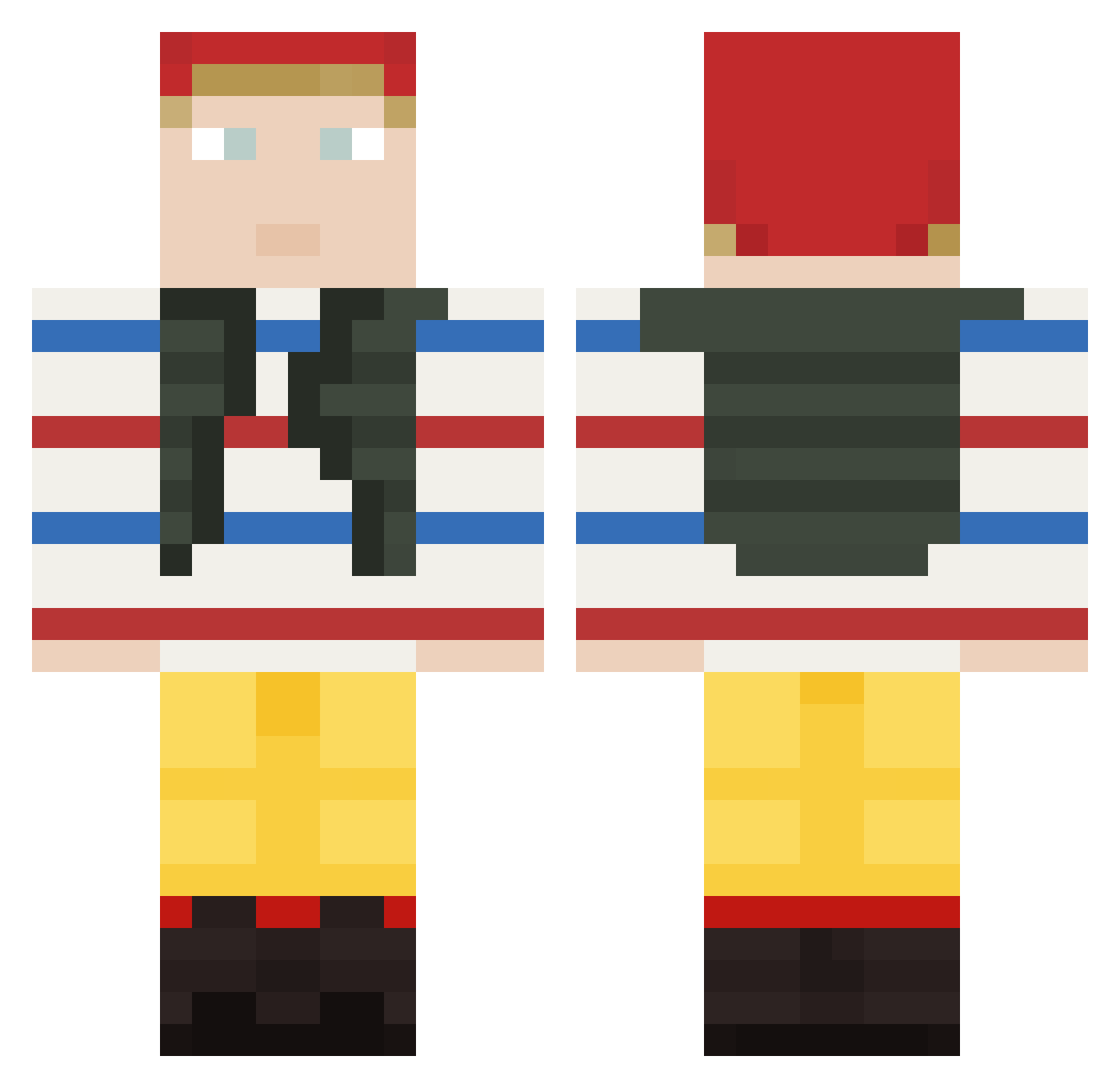 Weetlet Minecraft skin, front and back view