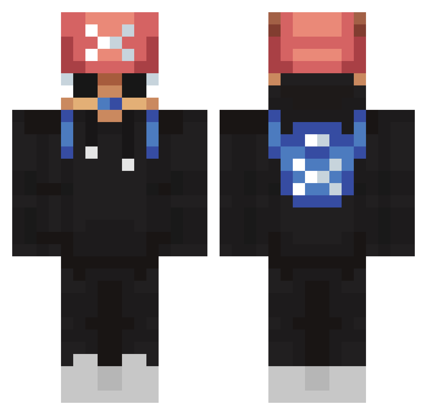 rivear Minecraft skin, front and back view