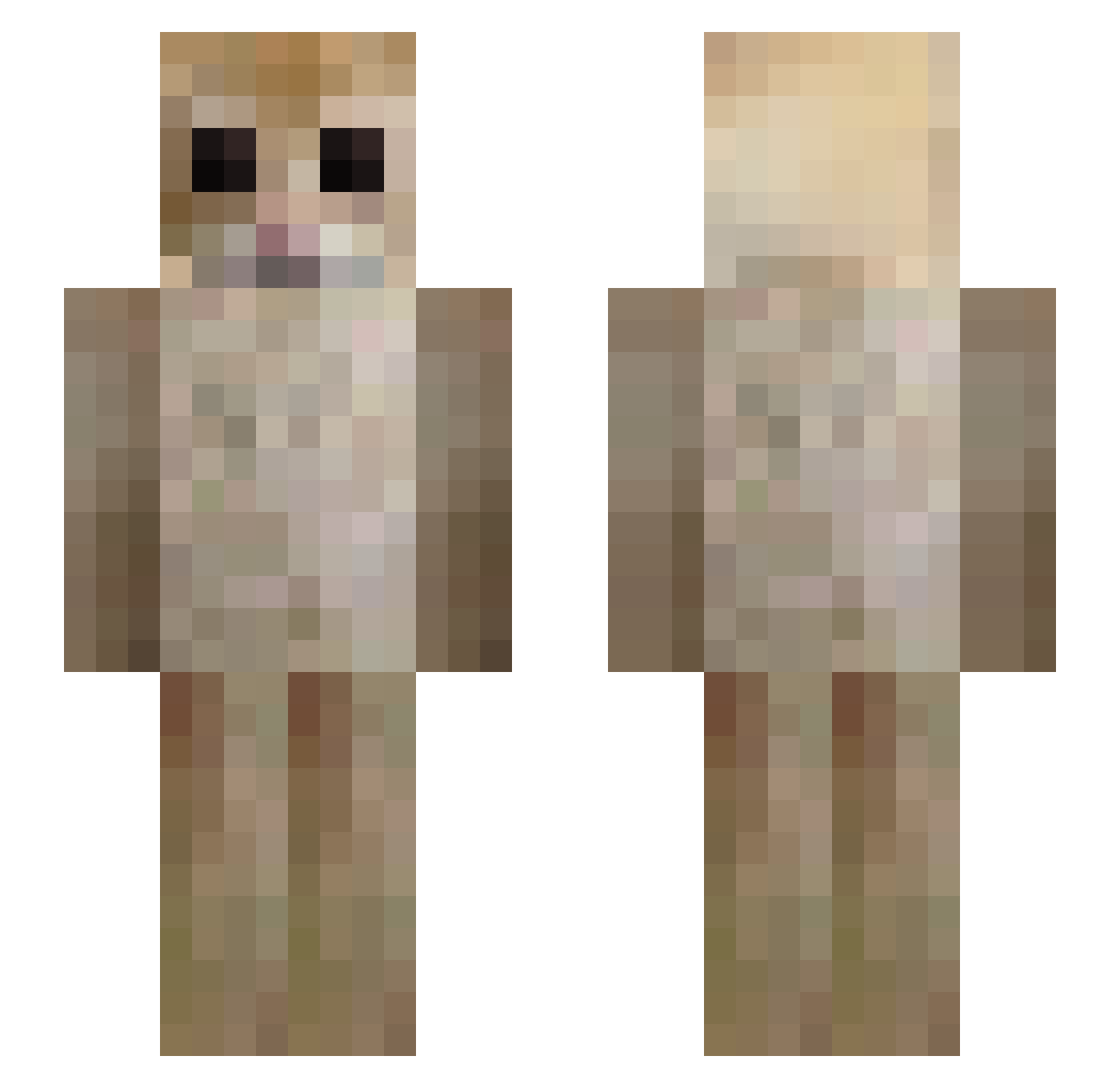 mf_bones Minecraft skin, front and back view
