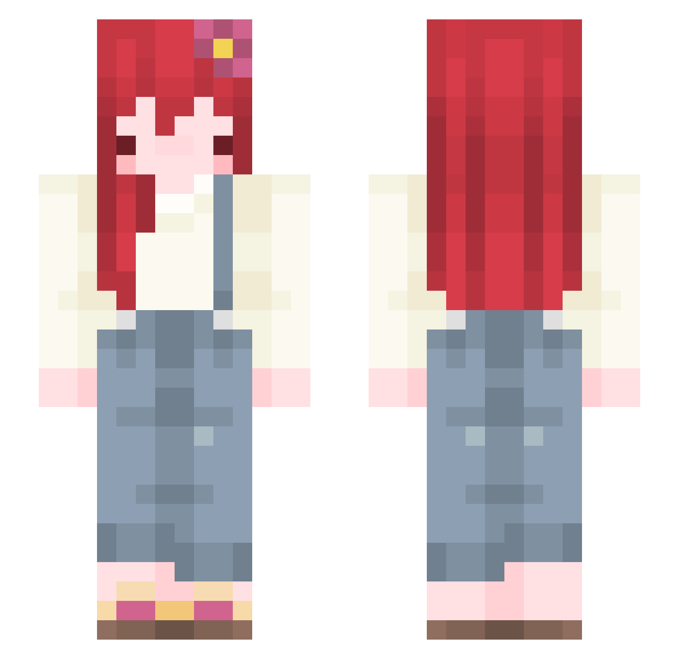 Tiasaur Minecraft skin, front and back view