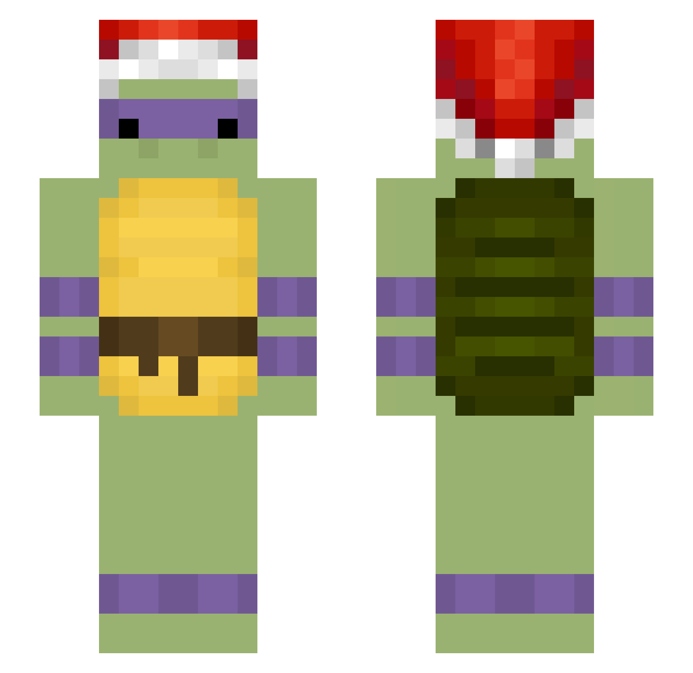 Locatable Minecraft skin, front and back view