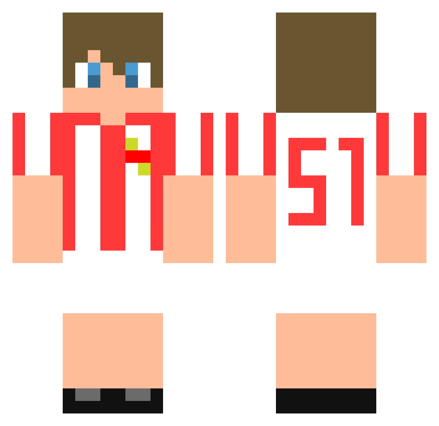 PartizanFC Minecraft skin, front and back view