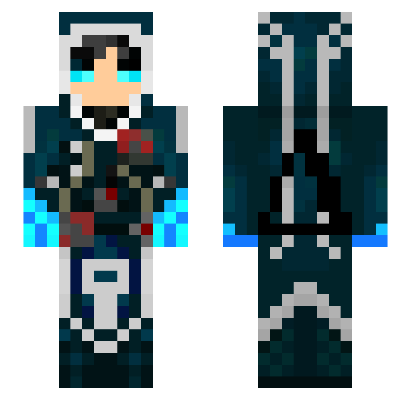 Barker_ Minecraft skin, front and back view