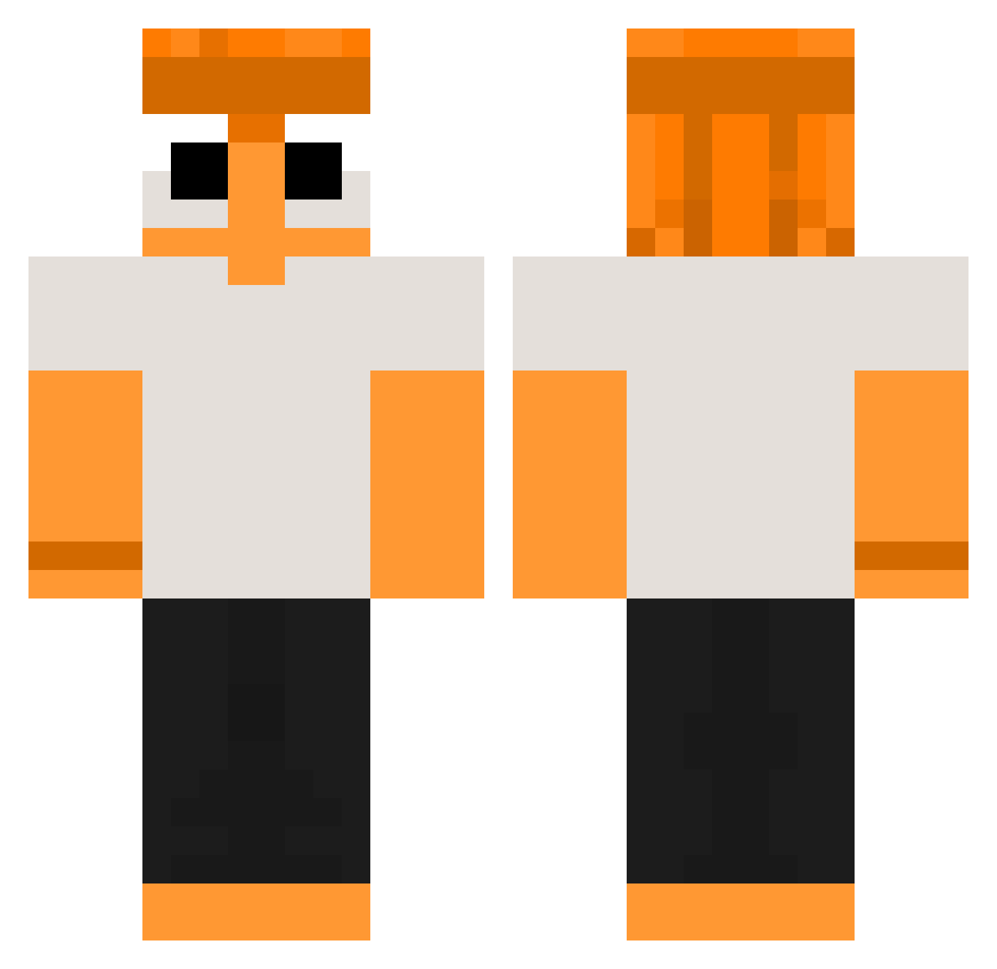 Zyo0L Minecraft skin, front and back view