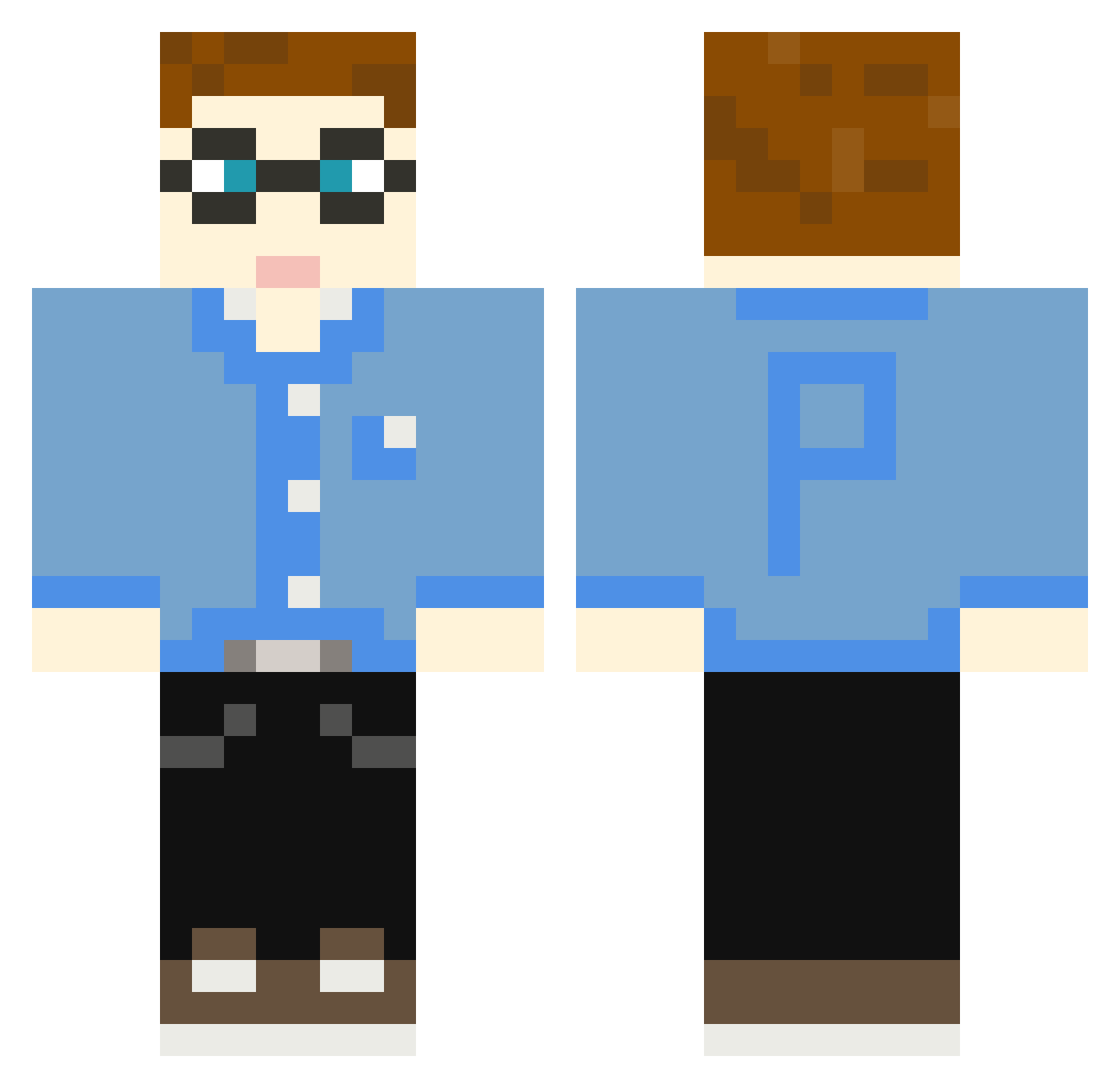 Peavy Minecraft skin, front and back view