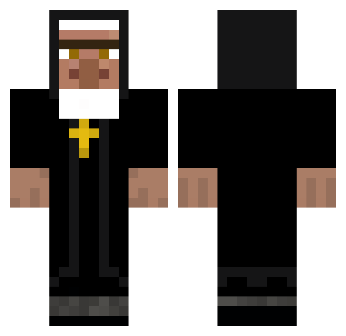 Sebottle Minecraft skin, front and back view