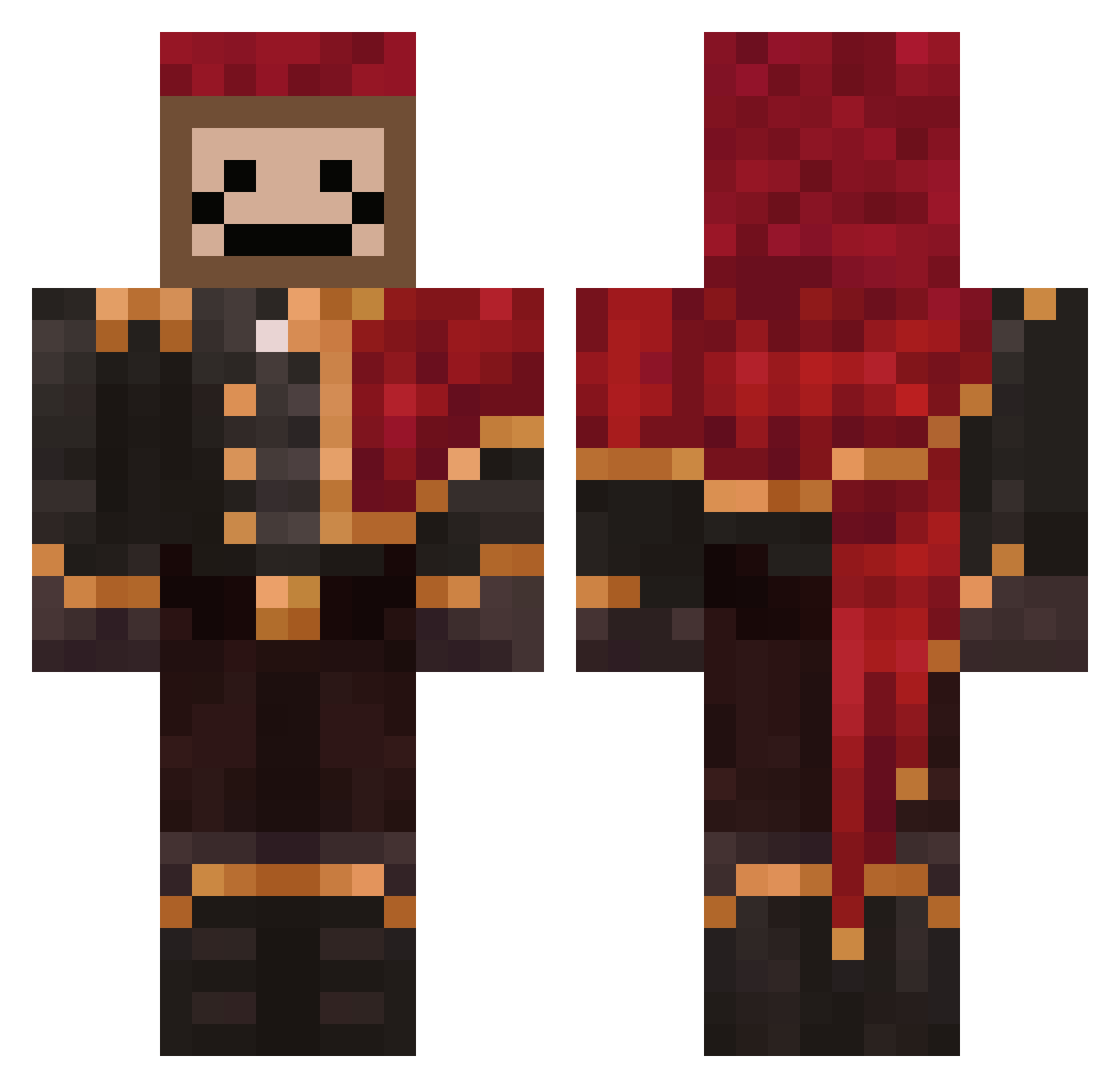 GodWakuzo Minecraft skin, front and back view