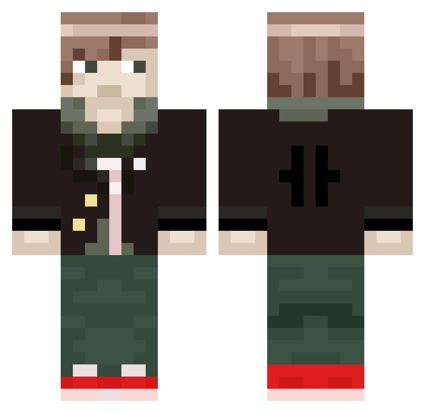 Mimed Minecraft skin, front and back view