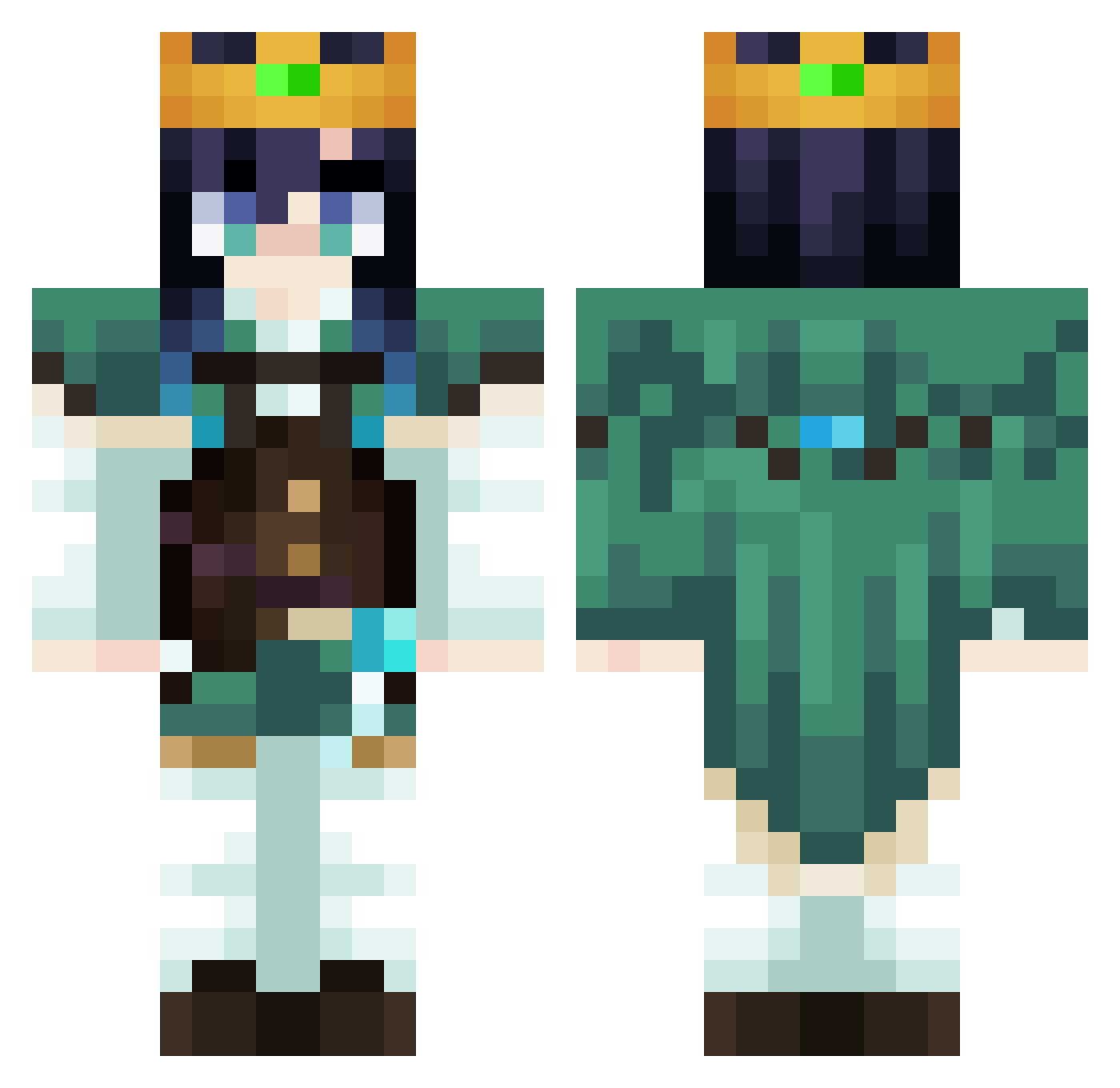 Simoz64 Minecraft skin, front and back view