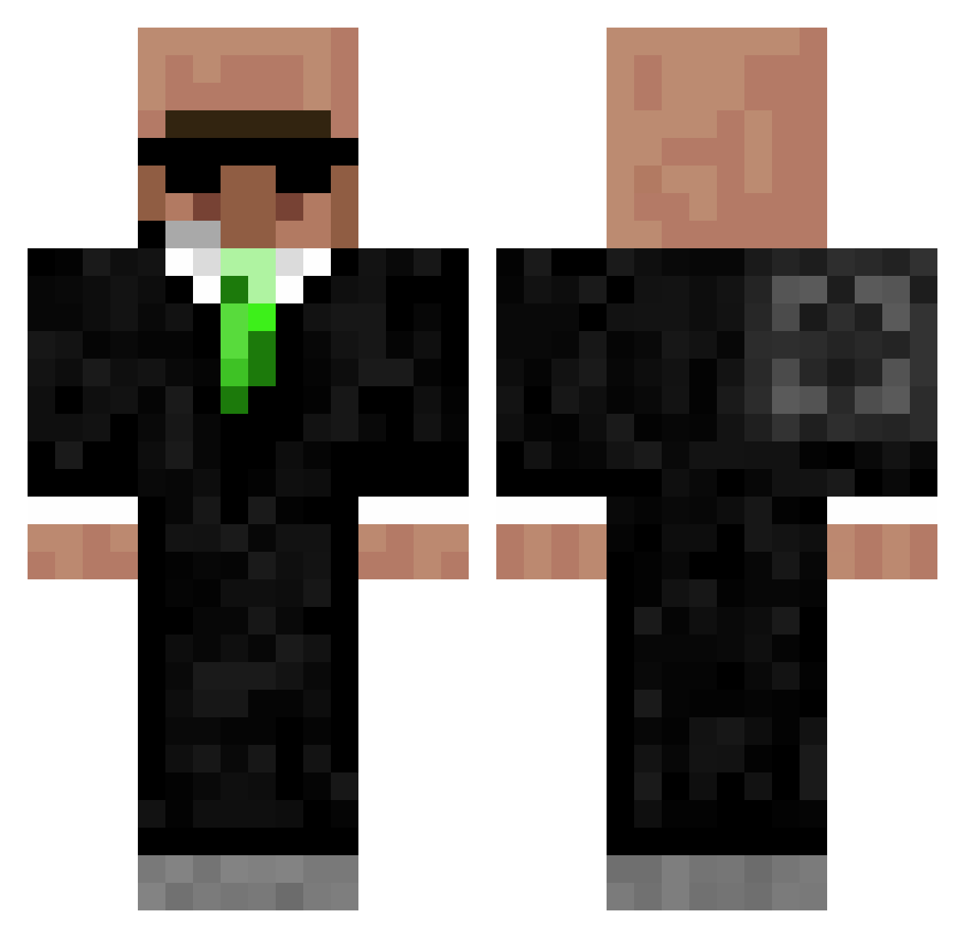 ChuckkNasty Minecraft skin, front and back view