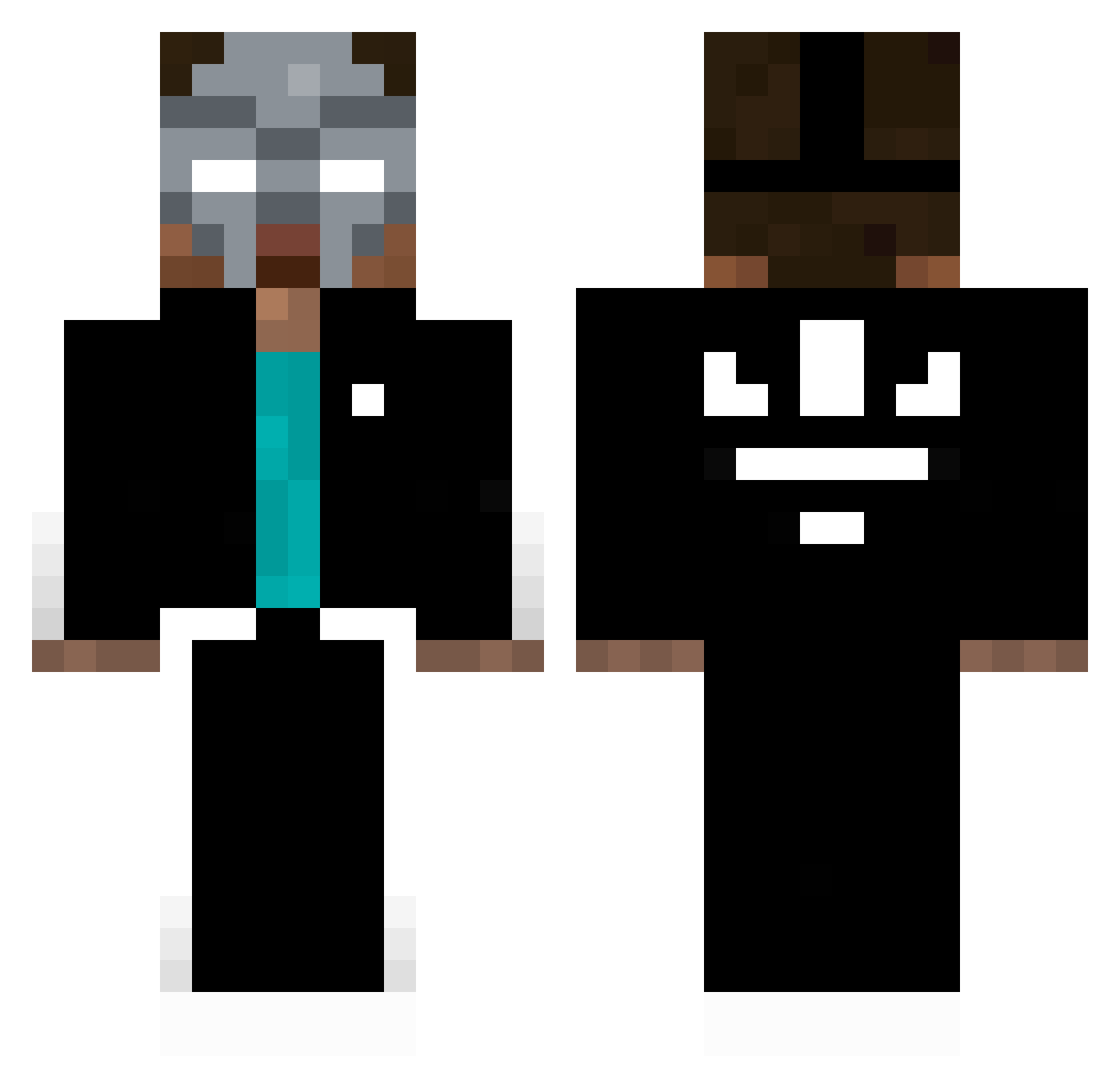 Draftunuel Minecraft skin, front and back view