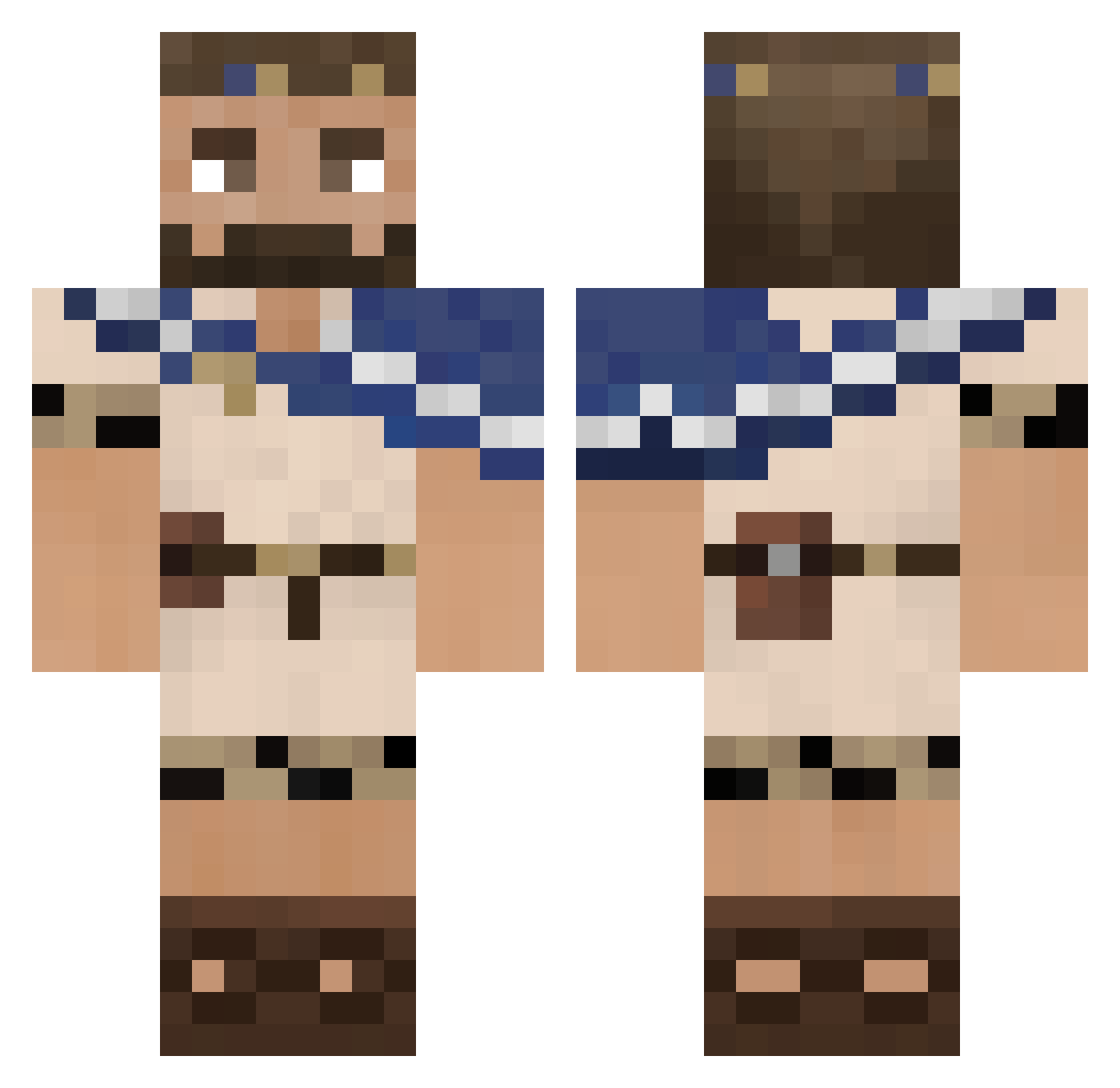 Pawciolek Minecraft skin, front and back view
