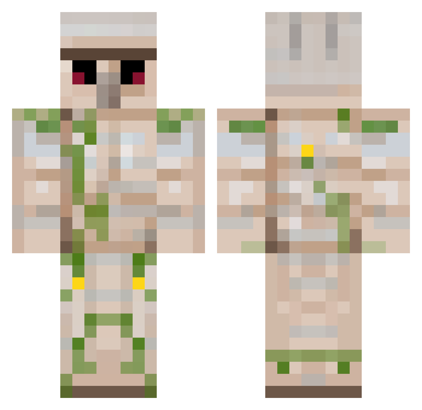 irongolemproYT Minecraft skin, front and back view