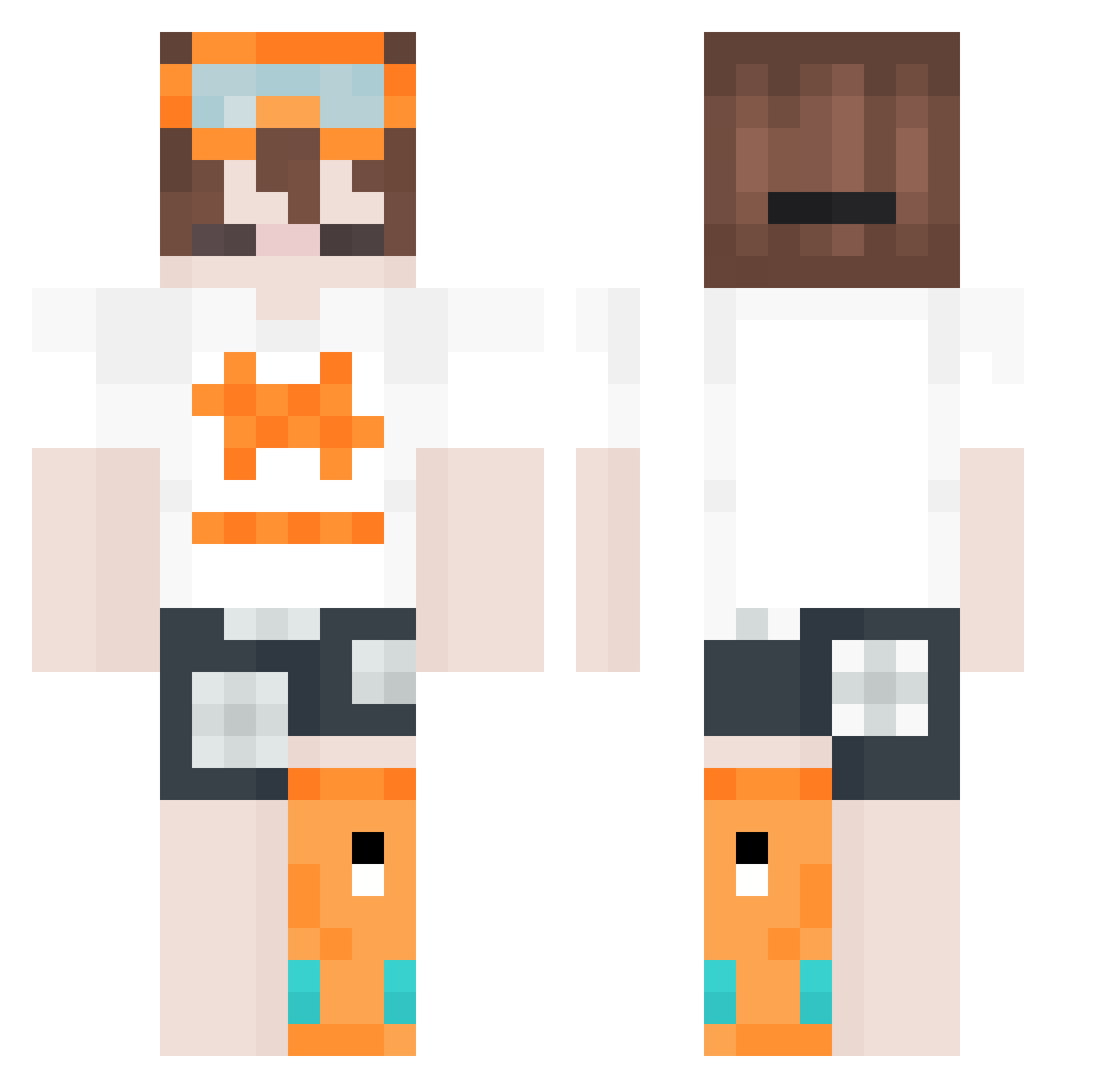 Aaronkof Minecraft skin, front and back view