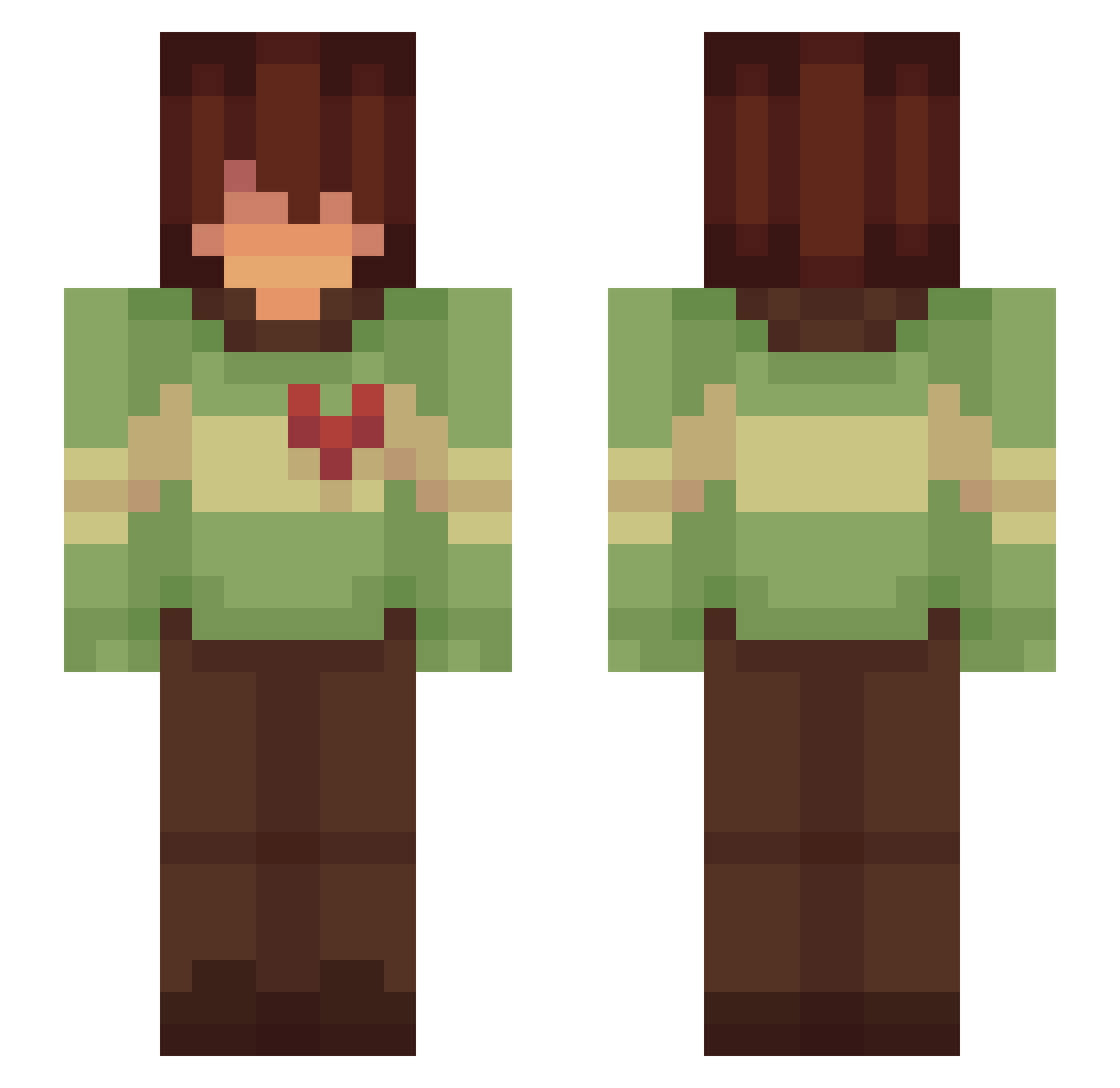 mellw Minecraft skin, front and back view