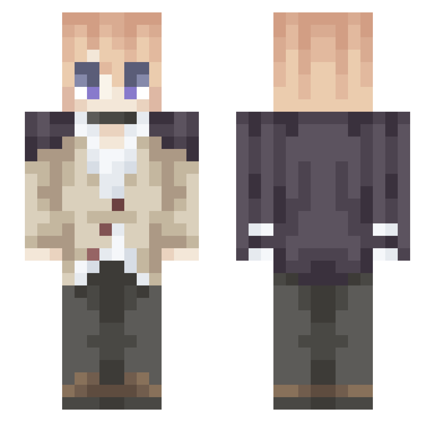 ModestMidget Minecraft skin, front and back view