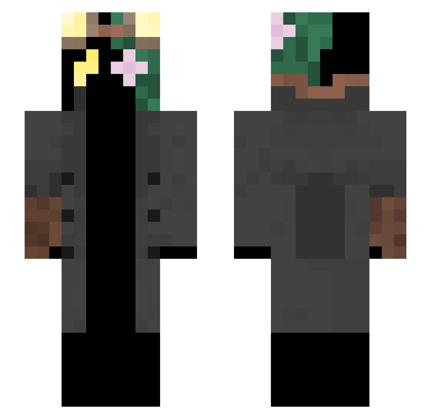 zenolek Minecraft skin, front and back view