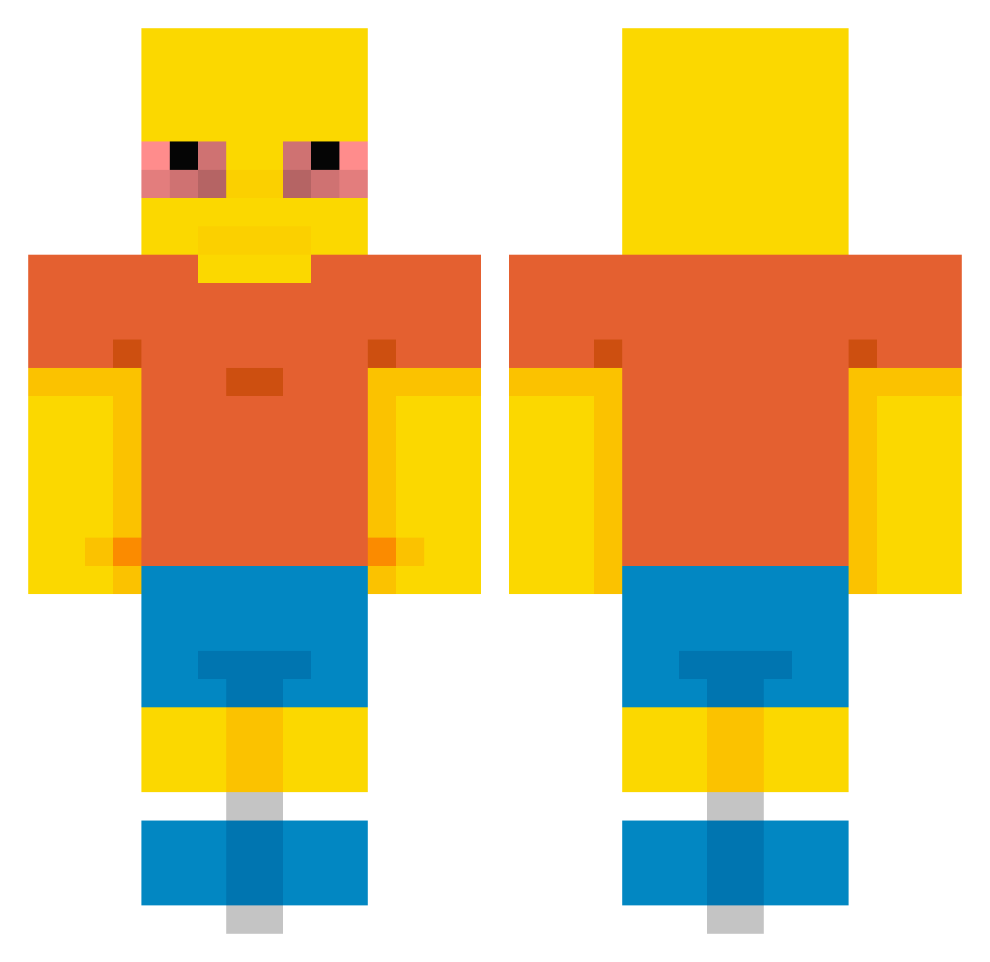 Tabagista Minecraft skin, front and back view