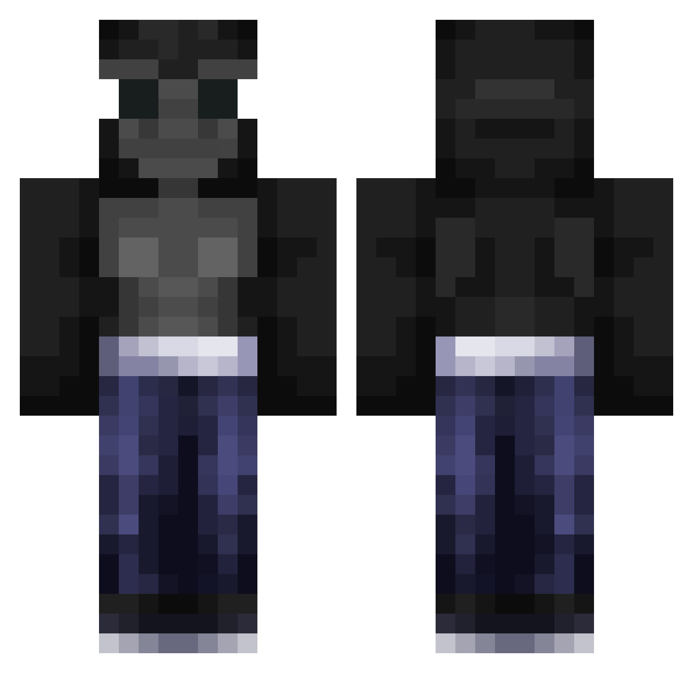 gorillawaffles Minecraft skin, front and back view
