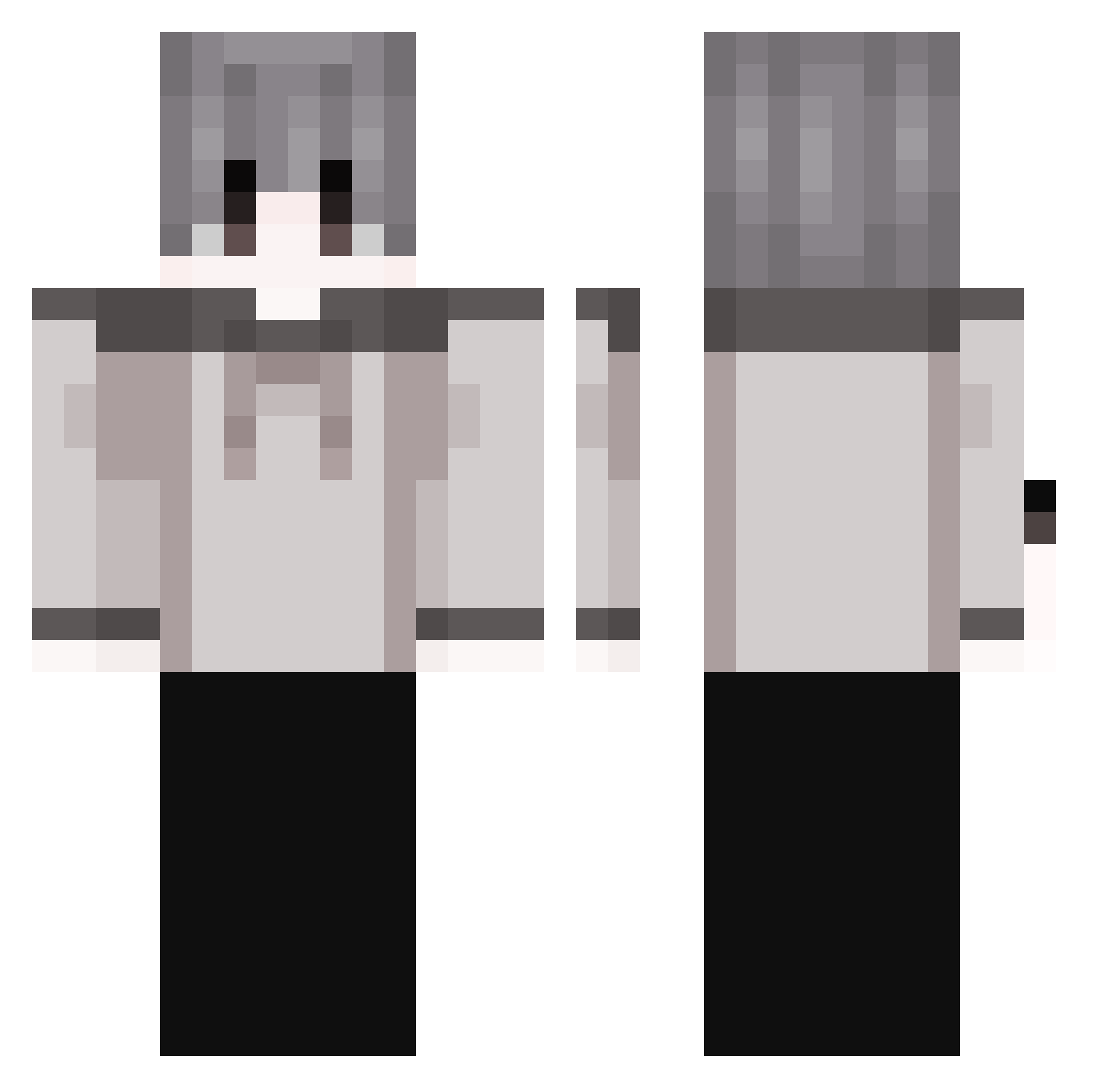 pointlessthing Minecraft skin, front and back view