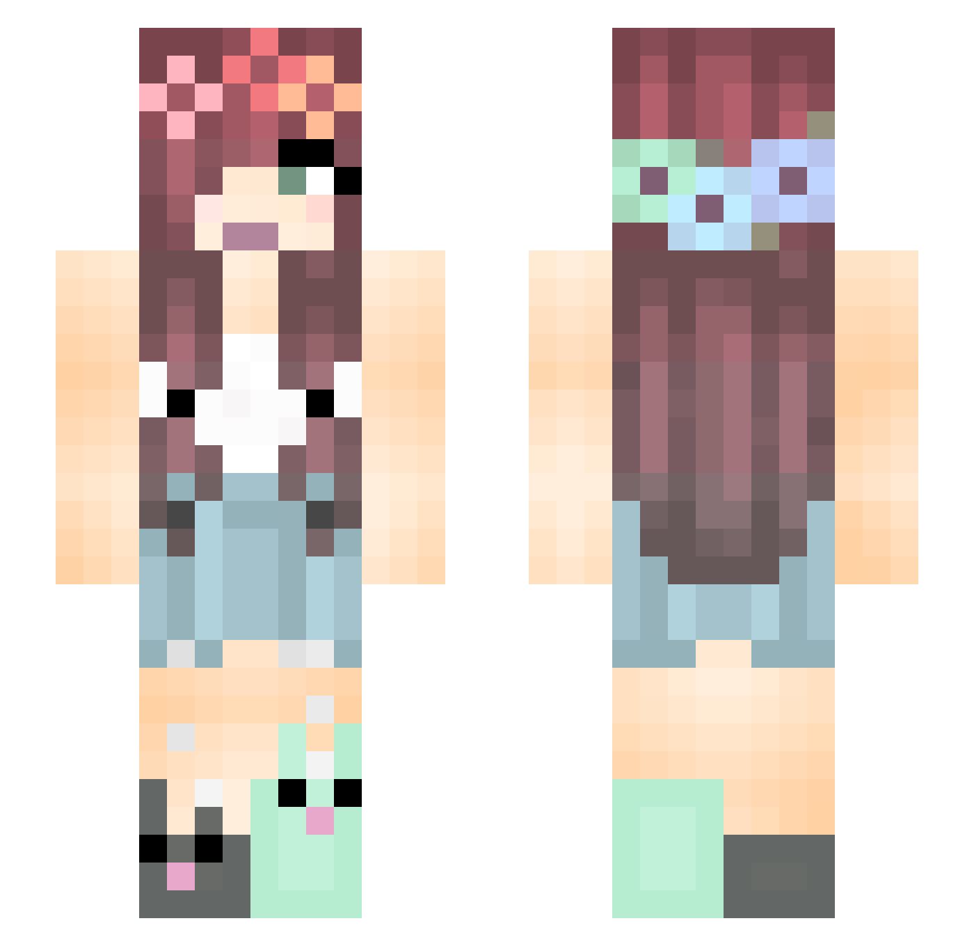 be_uniquex Minecraft skin, front and back view