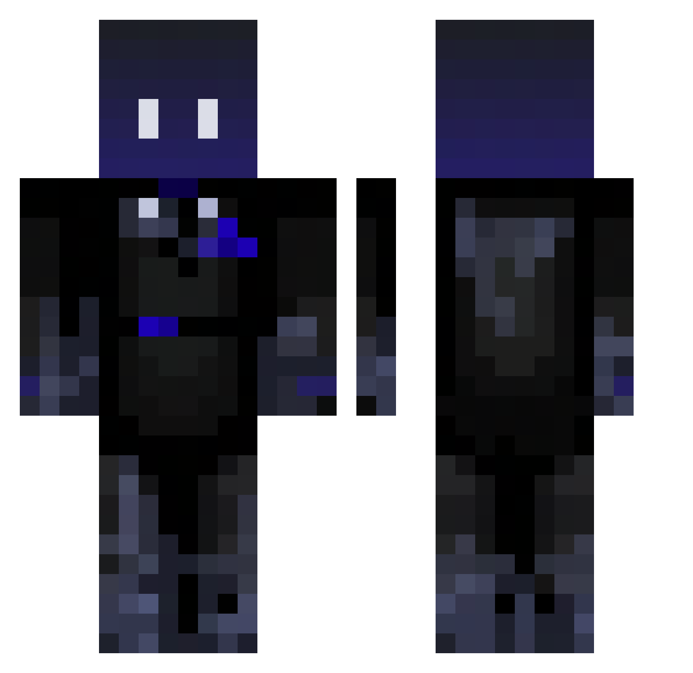 Bl00pyx Minecraft skin, front and back view