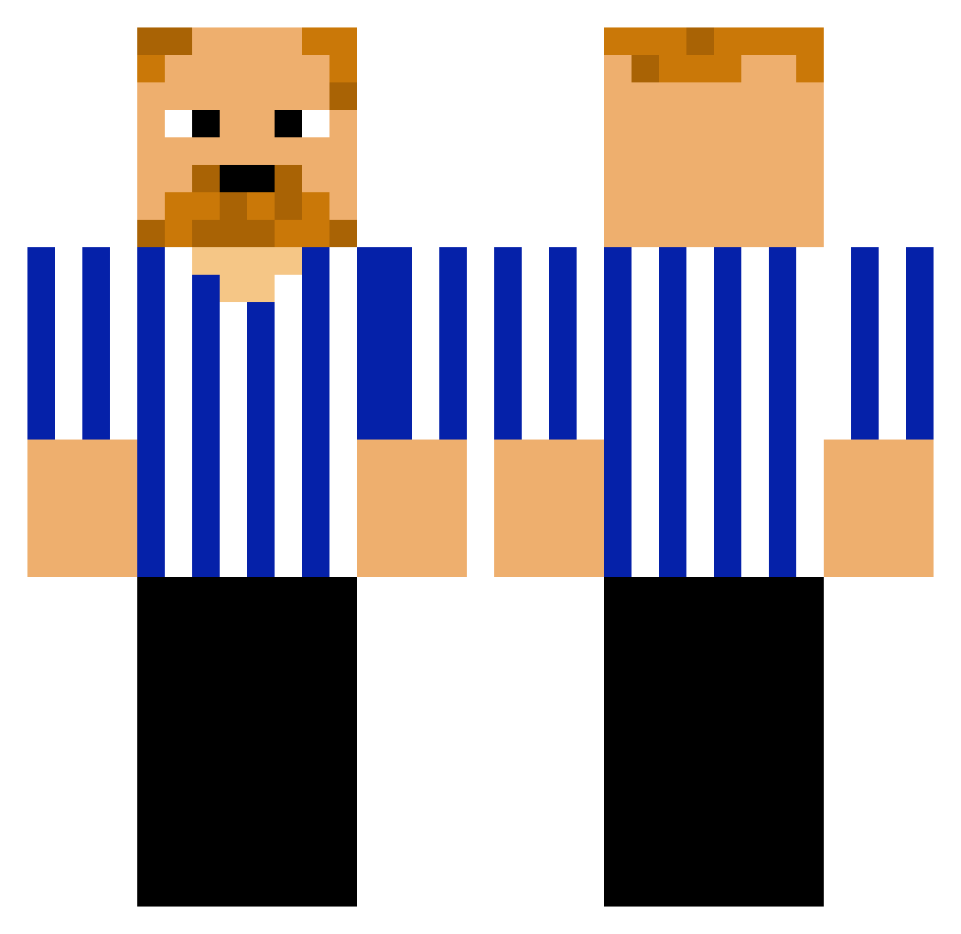 Asomebot Minecraft skin, front and back view