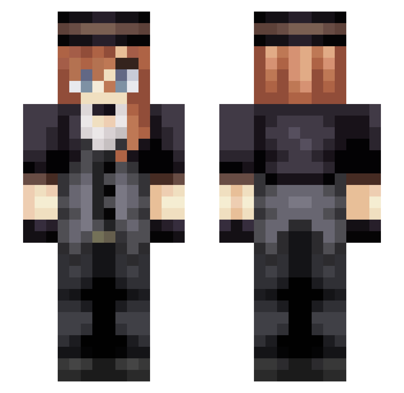 cheeperss Minecraft skin, front and back view