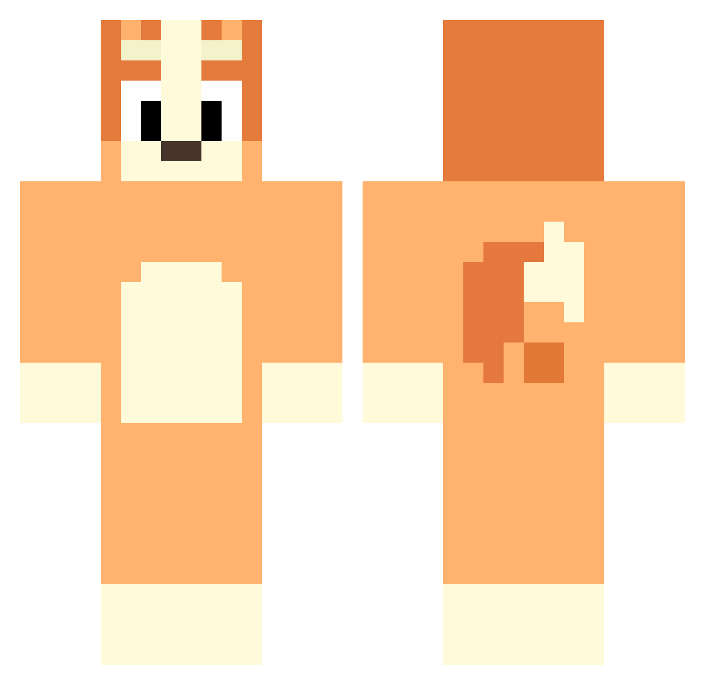 JustTaner Minecraft skin, front and back view