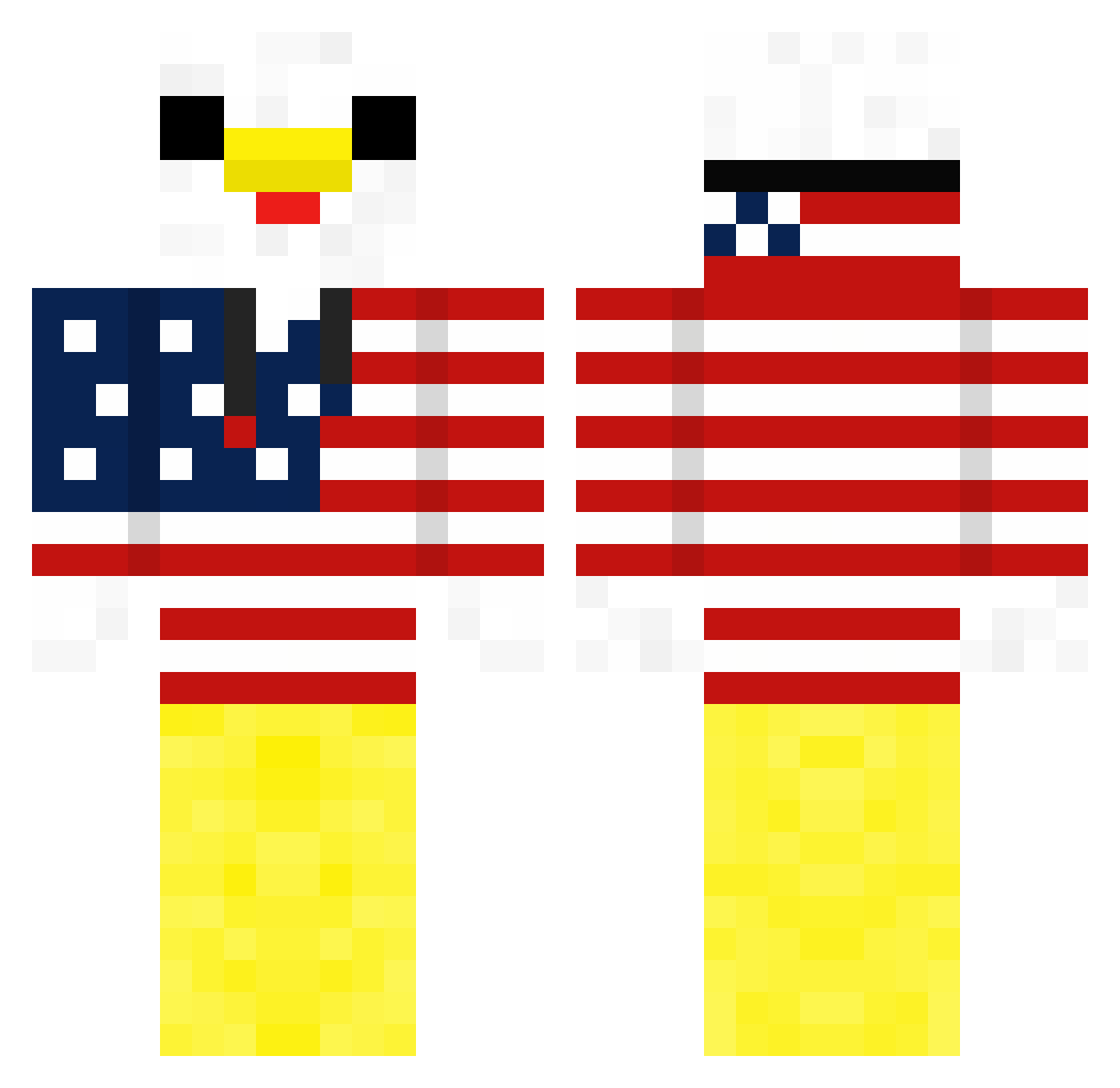 Fudgge Minecraft skin, front and back view