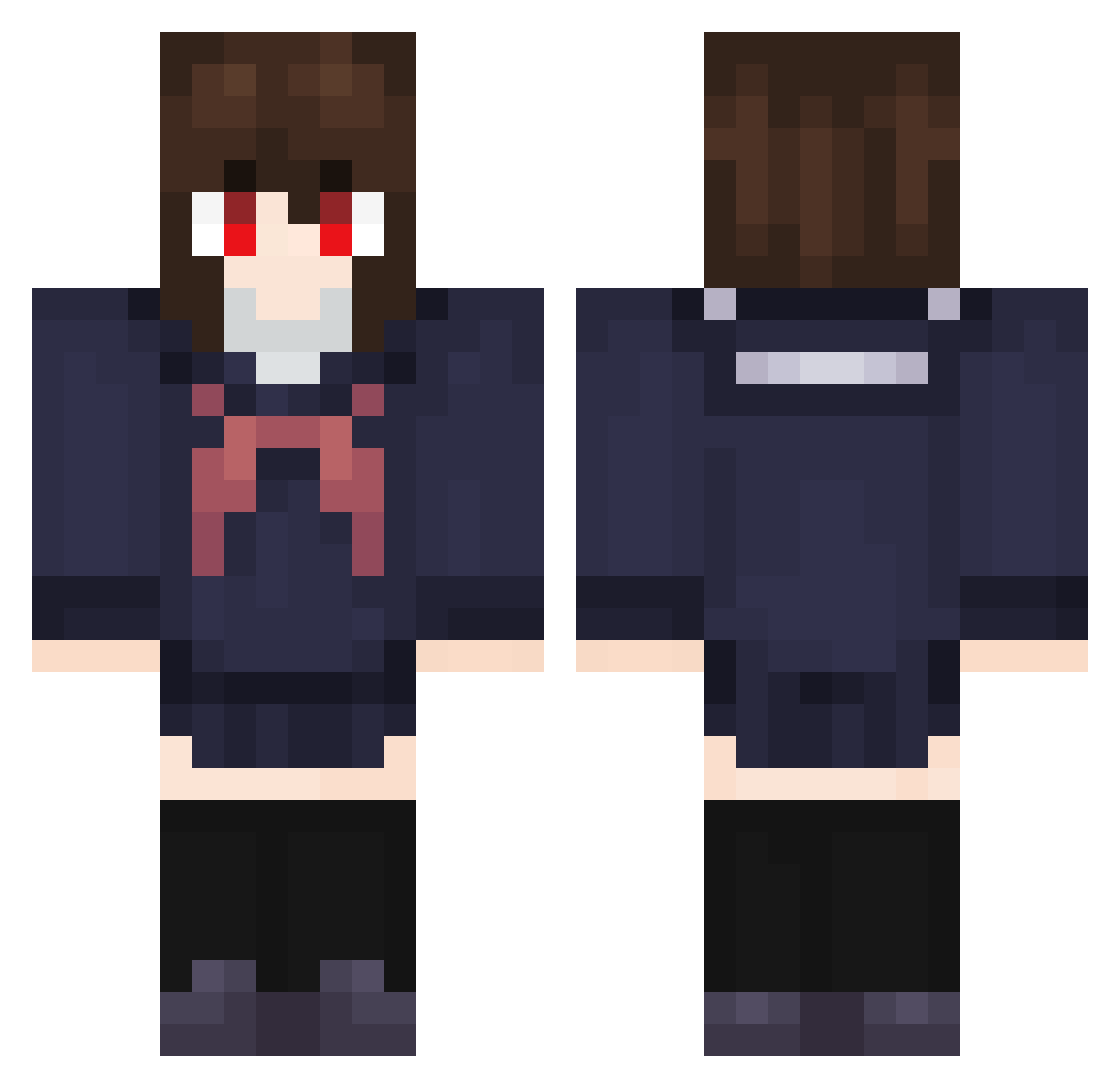 Emergence Minecraft skin, front and back view