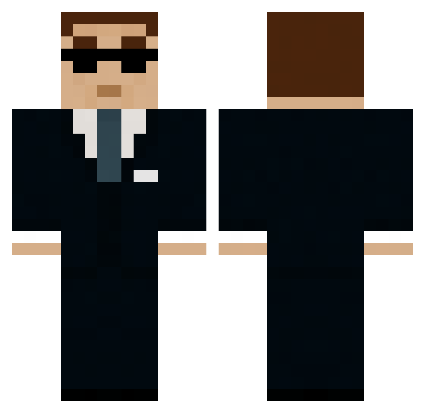 MinesanityPvP Minecraft skin, front and back view