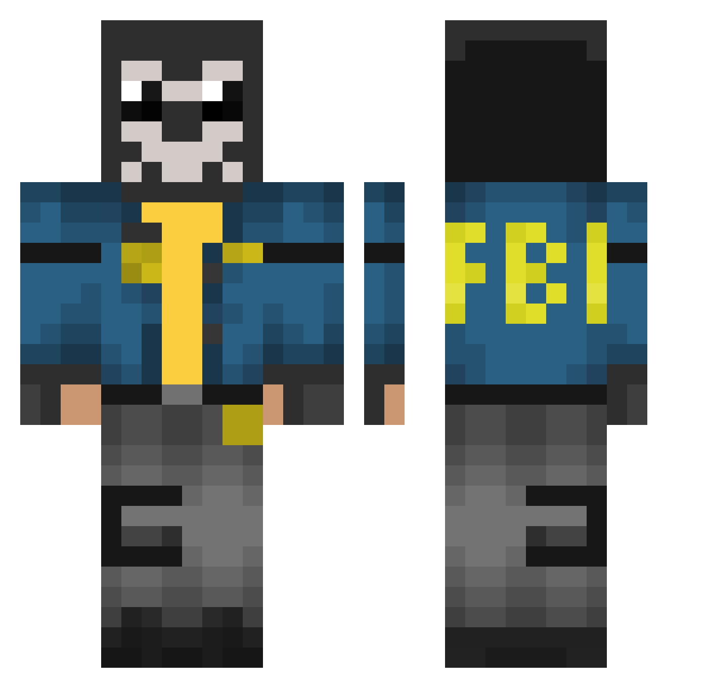 Honzigr Minecraft skin, front and back view