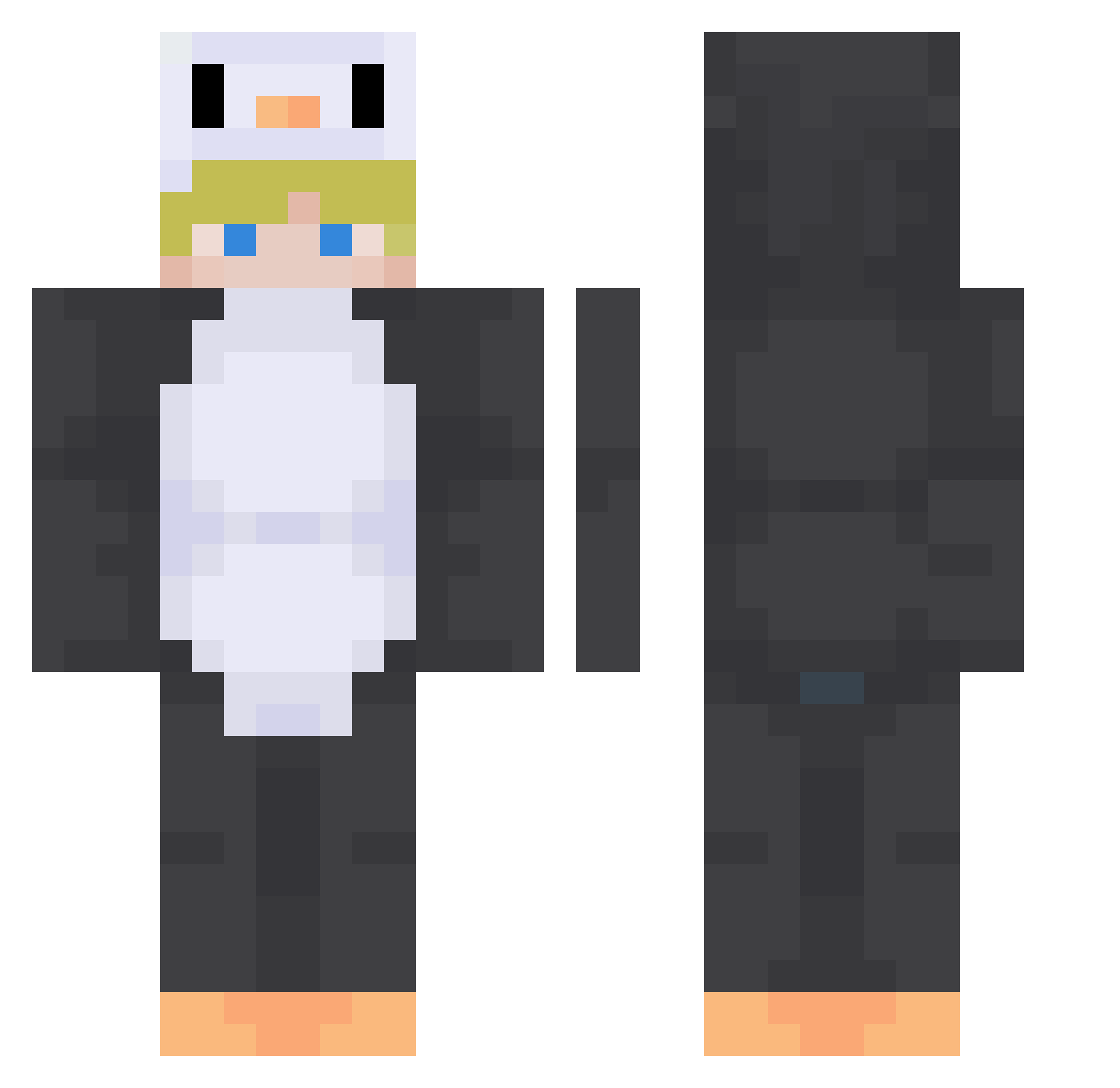 TaZeDMIN Minecraft skin, front and back view