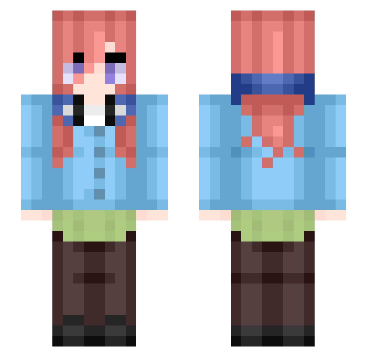 Nacrois Minecraft skin, front and back view