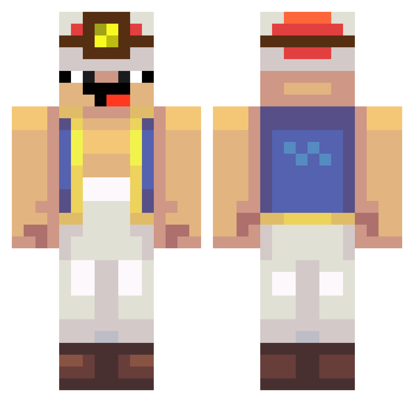 BerkeComeBack Minecraft skin, front and back view