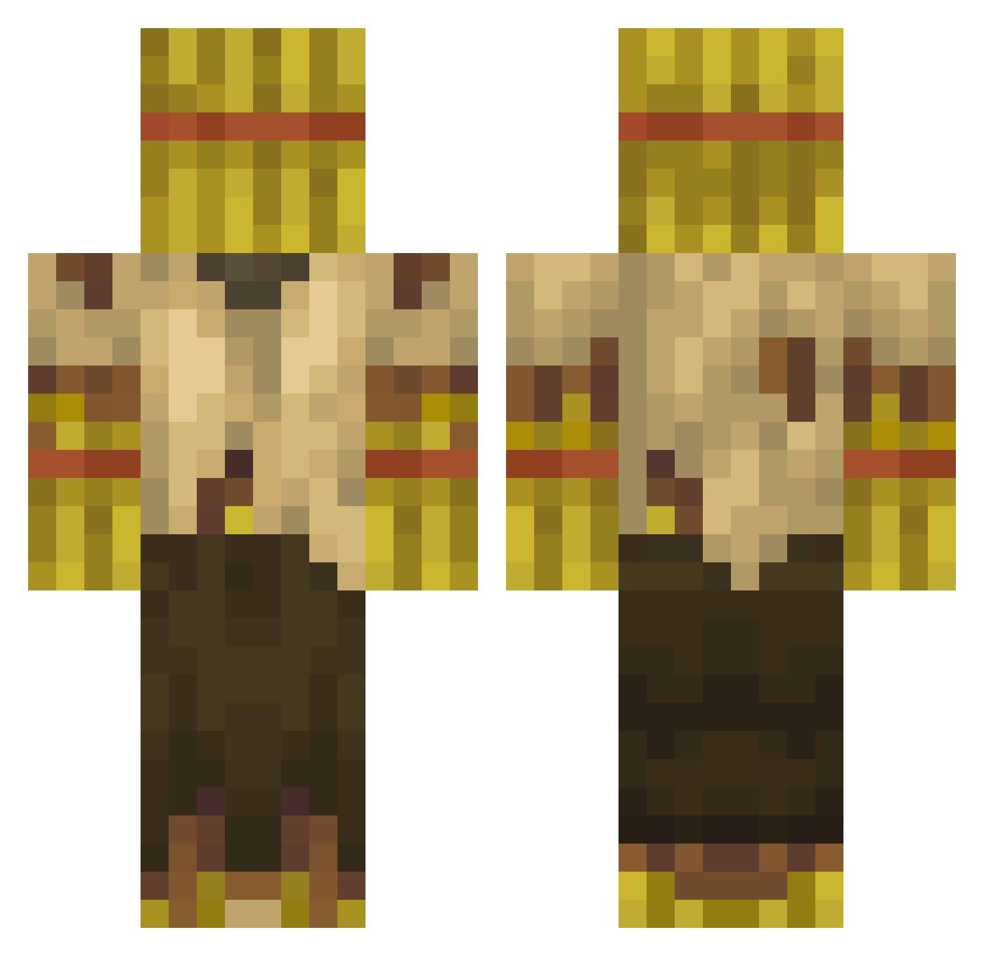 ZombieHayBale Minecraft skin, front and back view