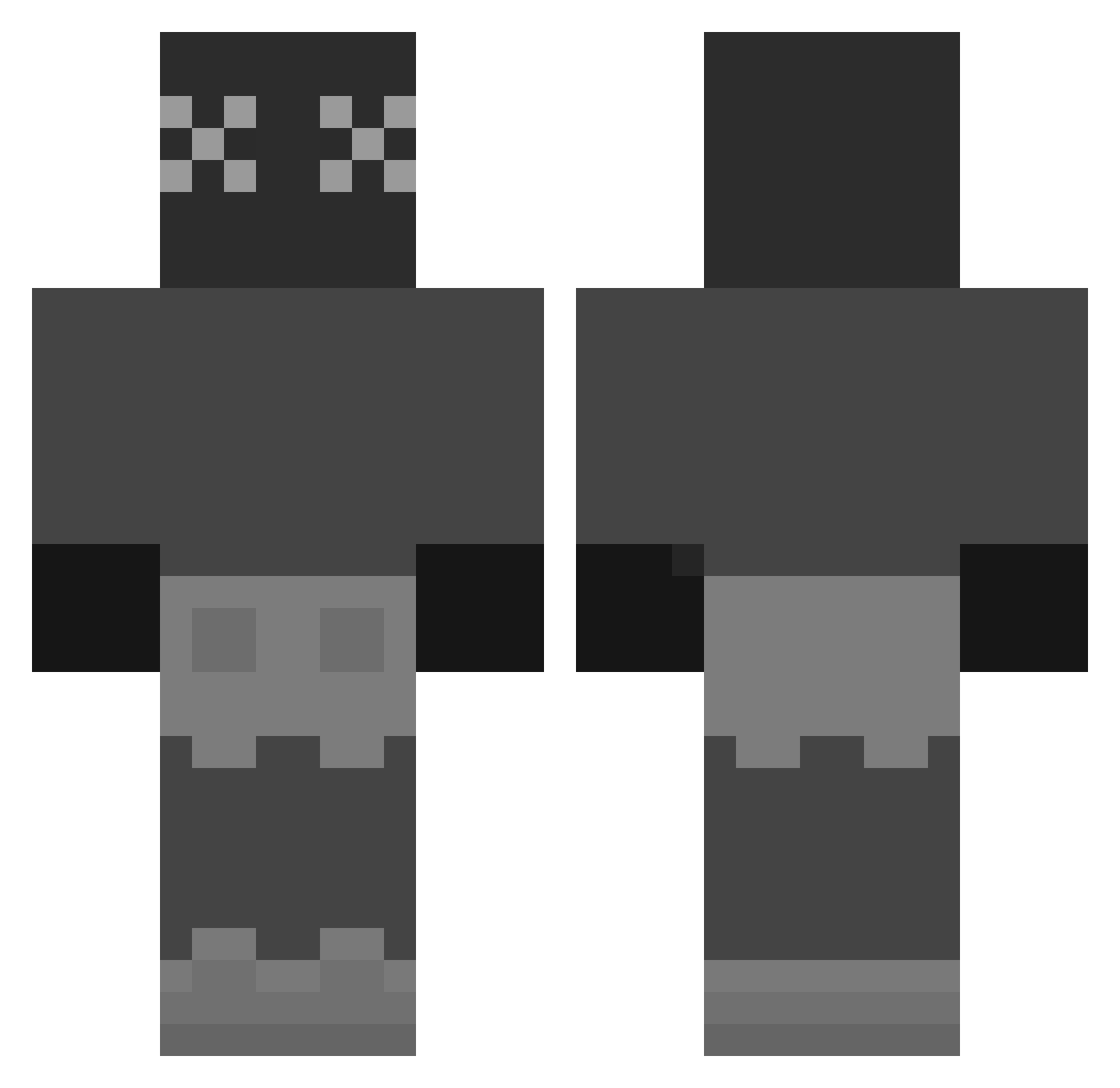 ItsMitaka Minecraft skin, front and back view
