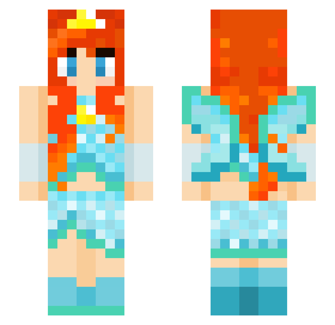 MoniiMoney Minecraft skin, front and back view