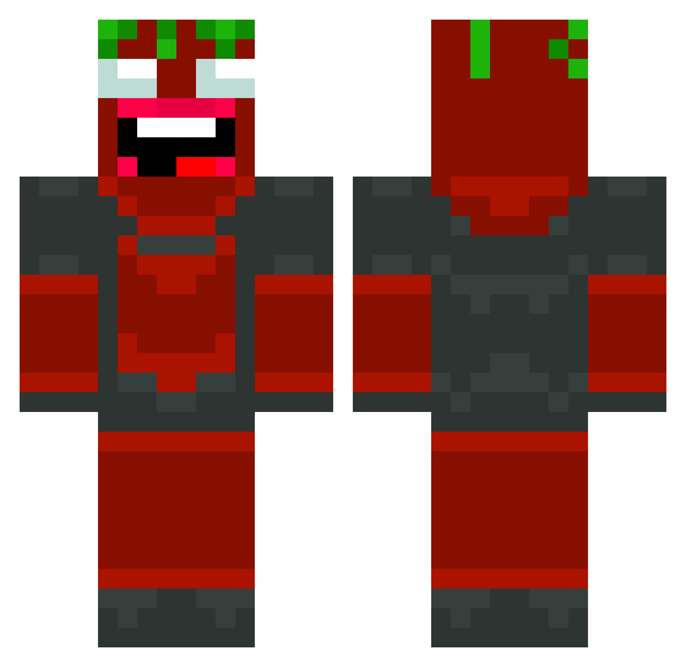 TuffStrawberry Minecraft skin, front and back view