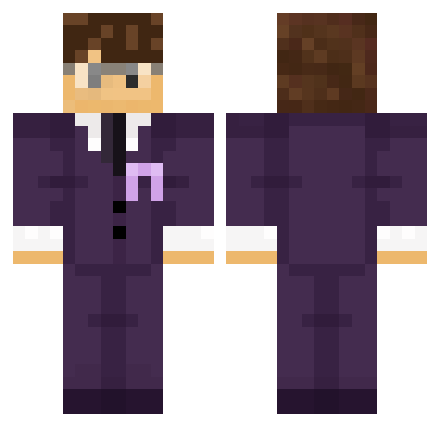 DingusX Minecraft skin, front and back view