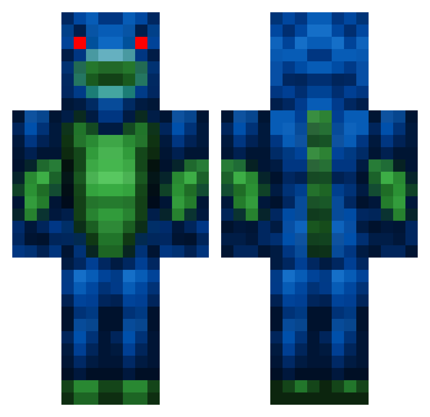 Scarpines Minecraft skin, front and back view