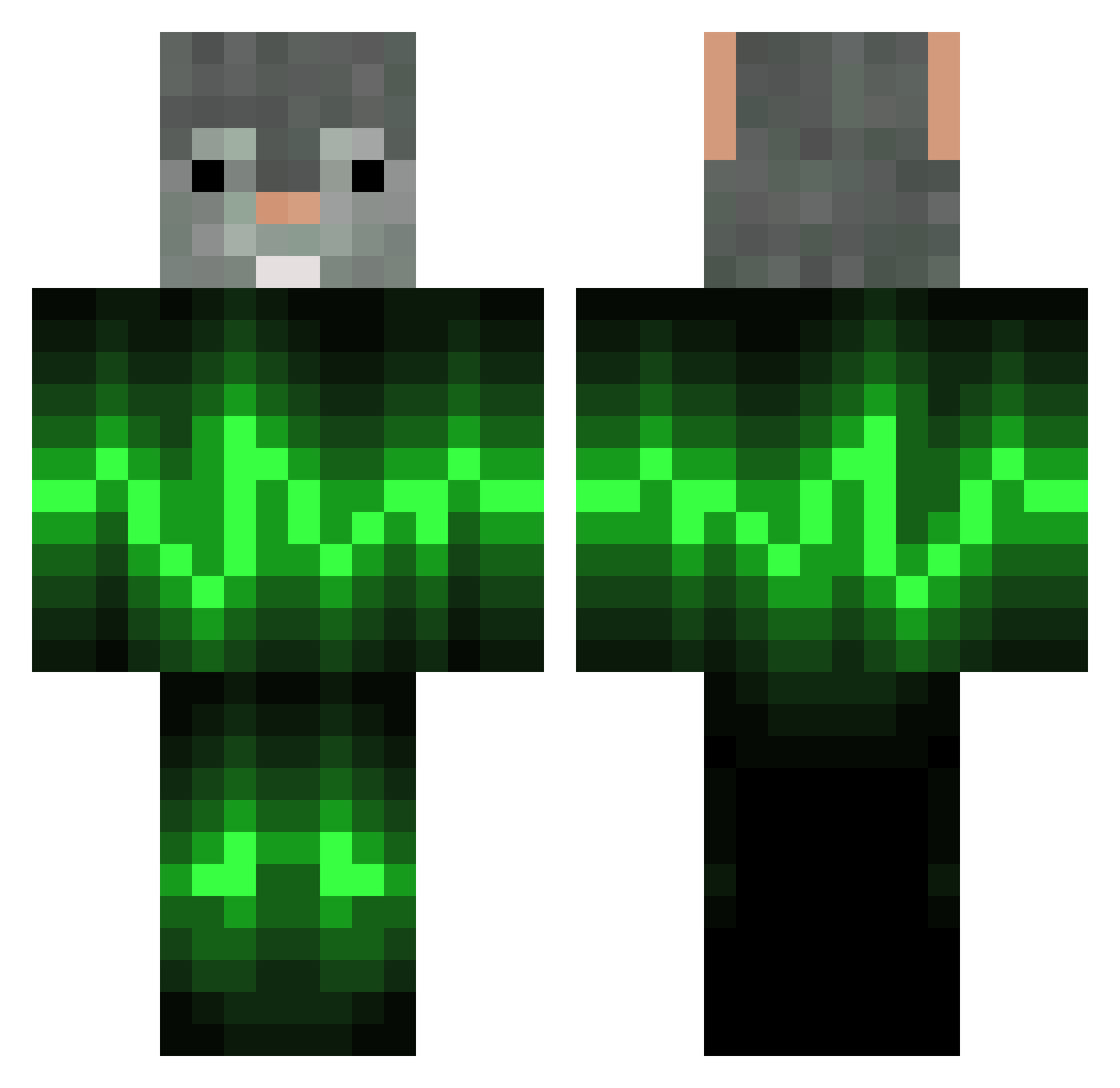 villager0000 Minecraft skin, front and back view