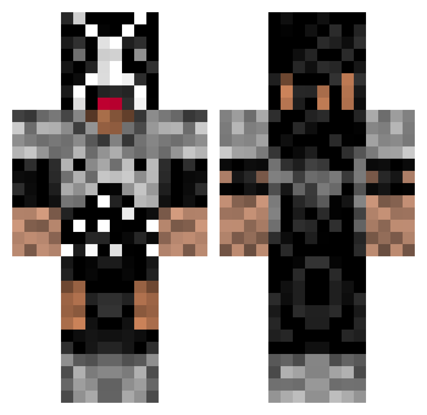 xmetalica Minecraft skin, front and back view
