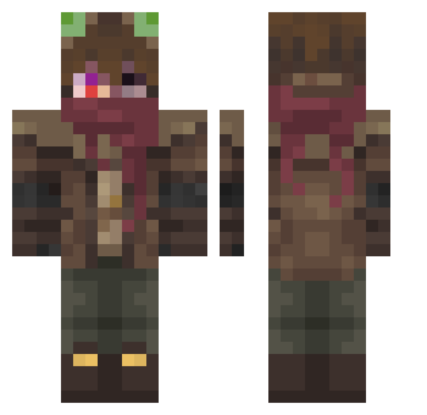 FilipsW Minecraft skin, front and back view