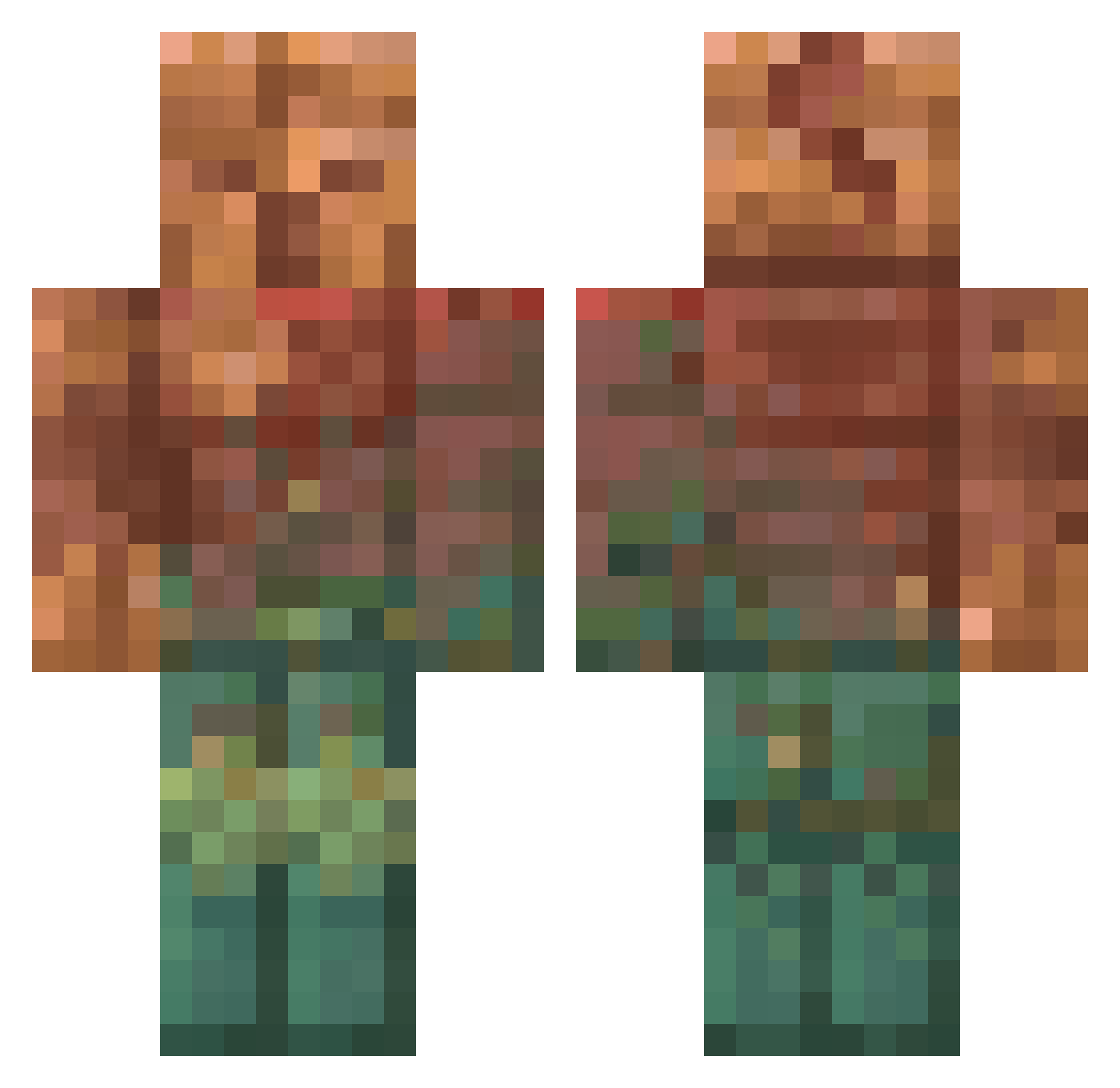 notmydoctor Minecraft skin, front and back view