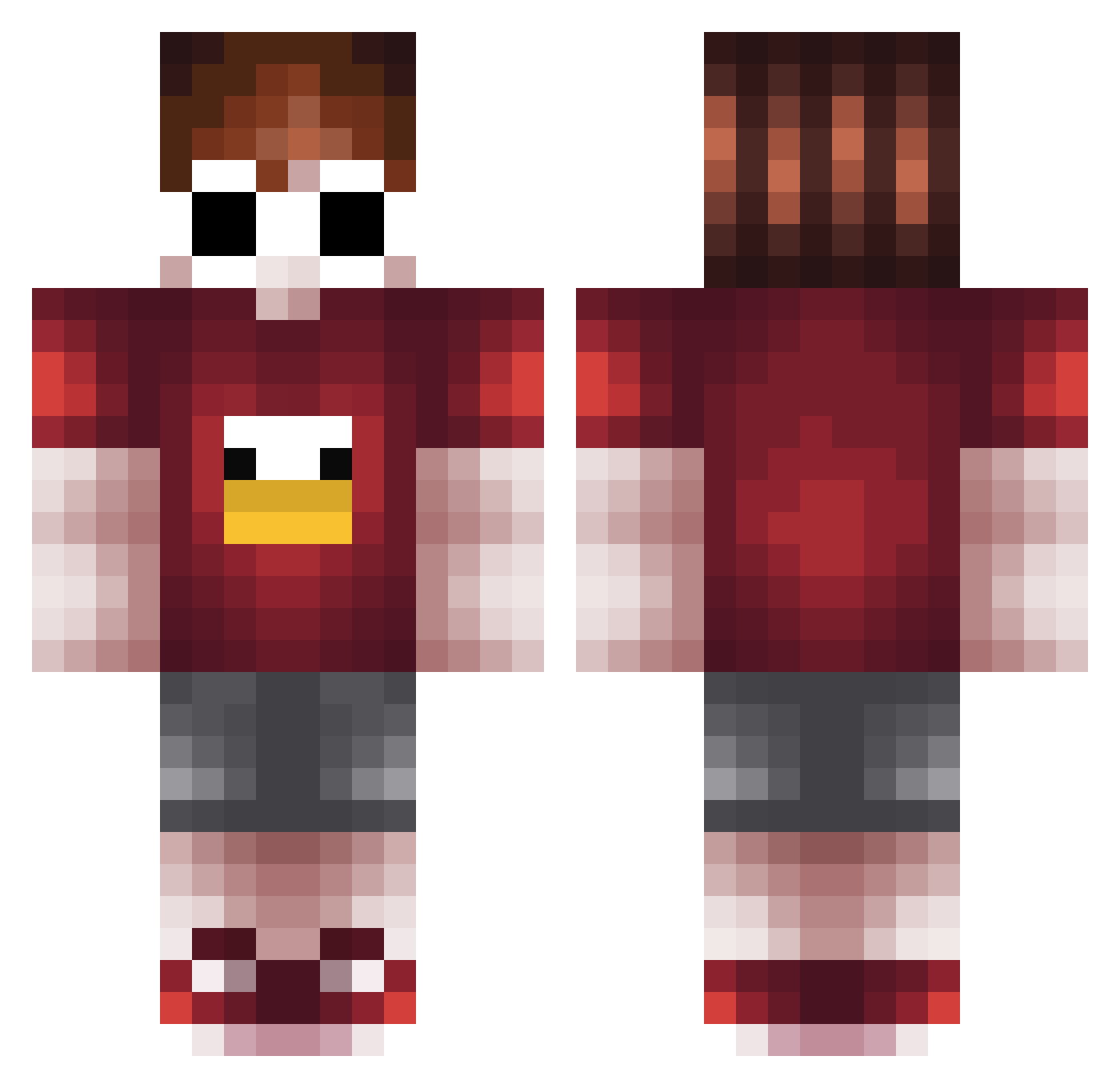 PoshlyZadrot Minecraft skin, front and back view