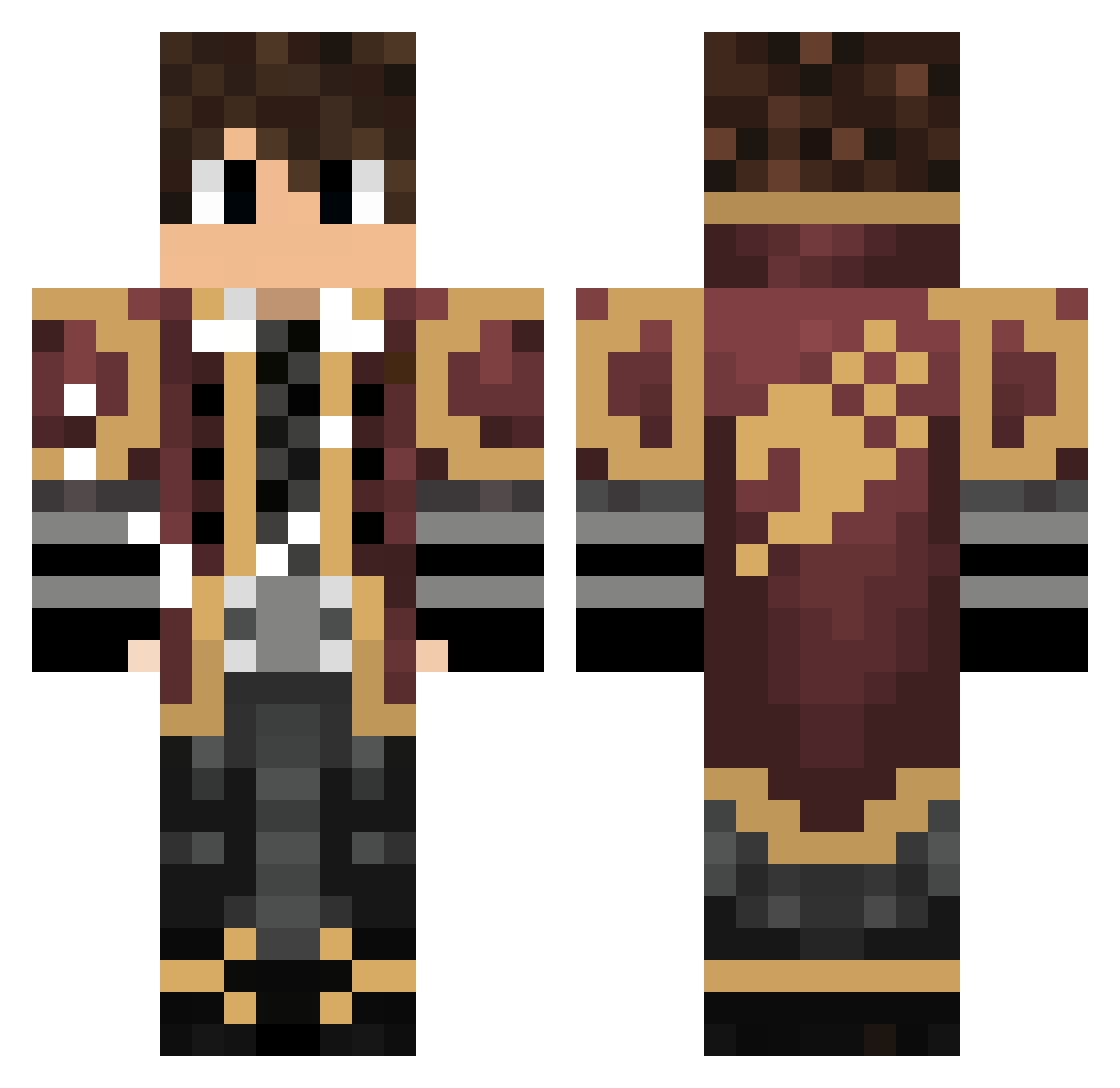 RhbenP Minecraft skin, front and back view