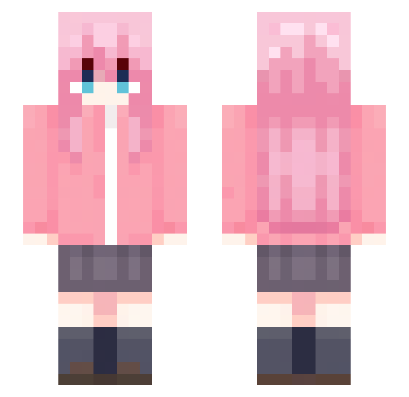 TragicalBaker27 Minecraft skin, front and back view